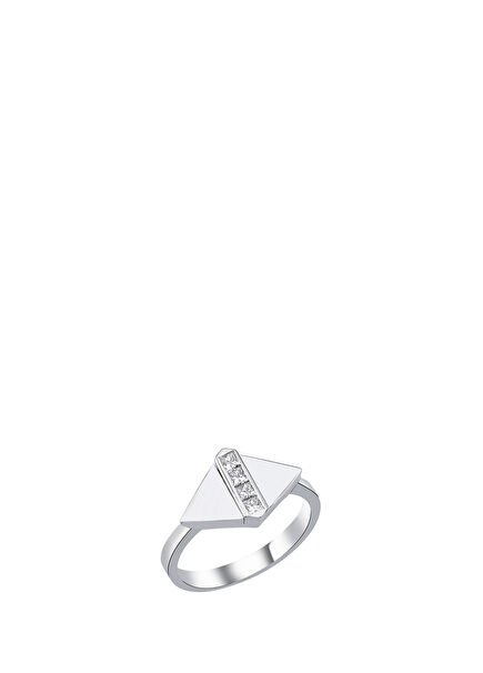 Geometric Form Diamond Stone Women's Gold Ring